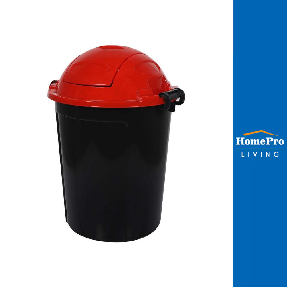 HomePro ถังขยะกลมฝาสวิง DUST 62 ลิตร สีดำฝาแดง แบรนด์ ME LIVING
