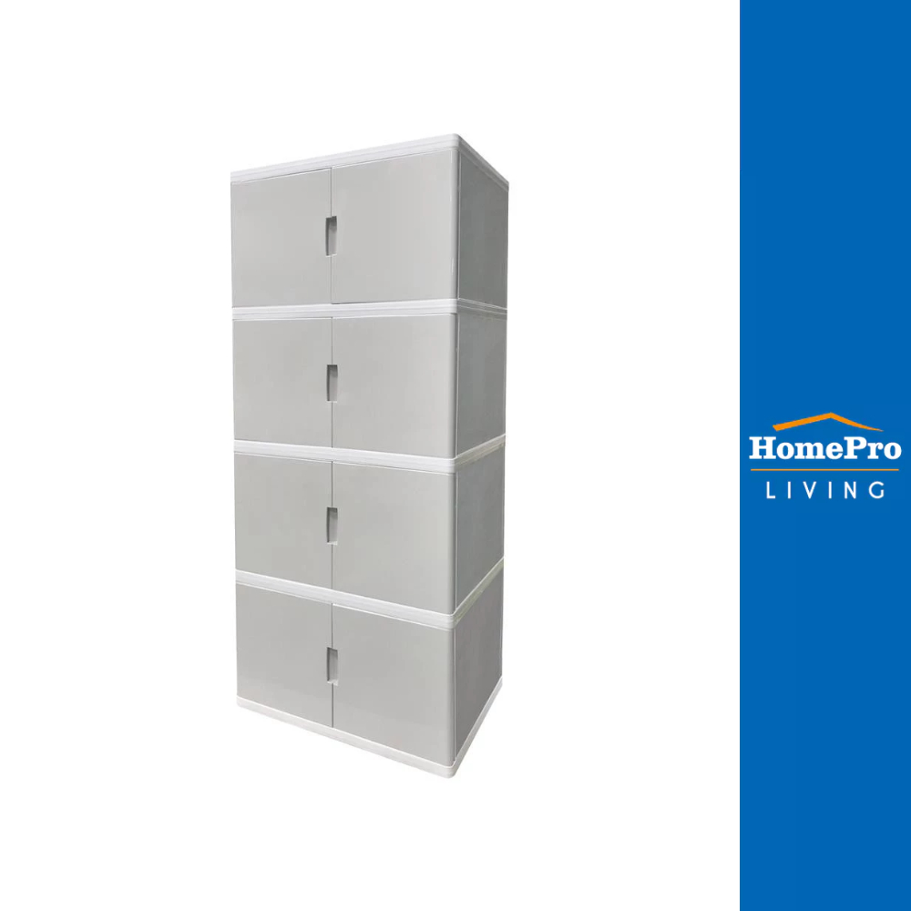 HomePro ตู้บานเปิด 4 ชั้น S5 VID 70x50x160 ซม. สีเทา แบรนด์ STACKO