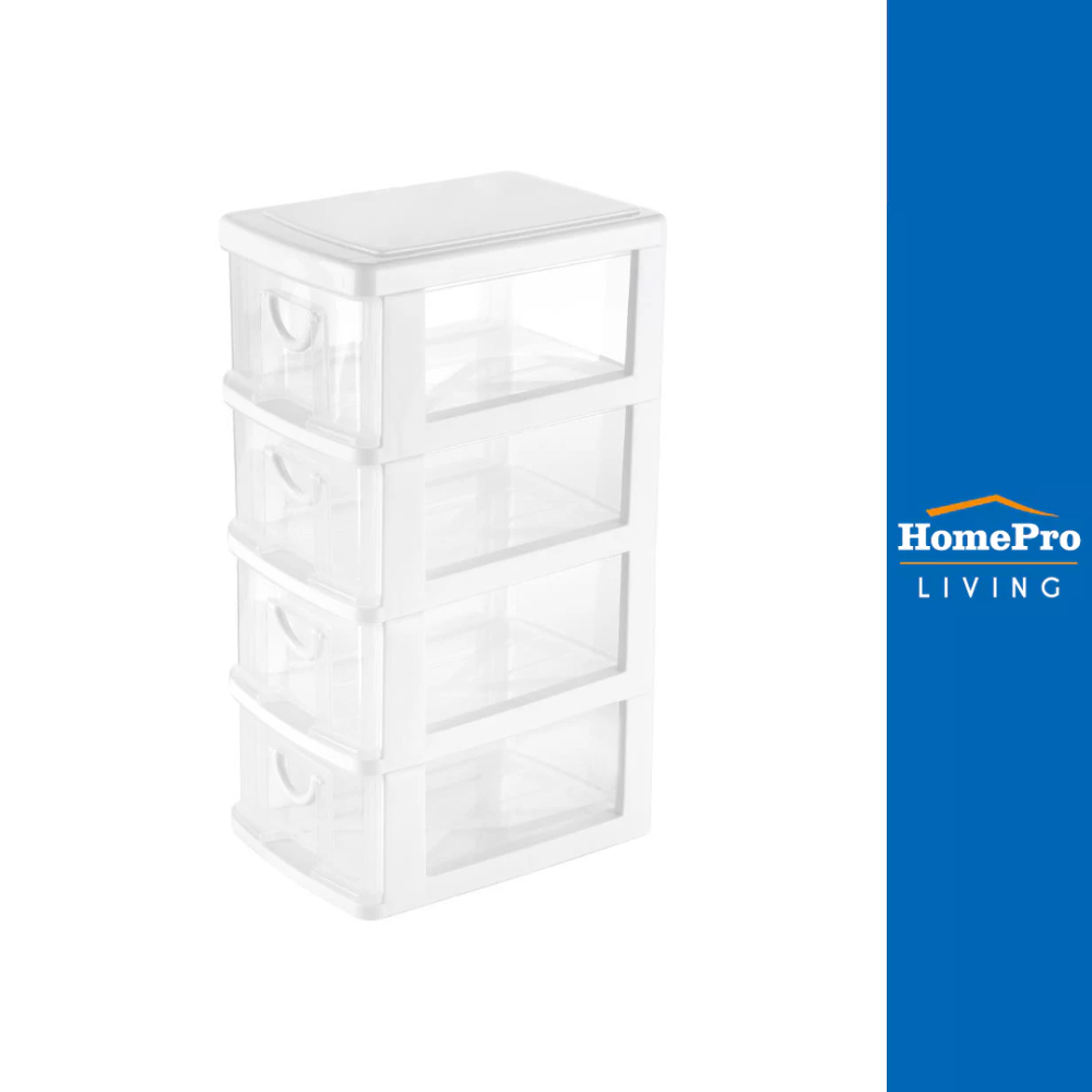 KEYWAY กล่องลิ้นชักเล็ก 4 ชั้น CK324 14X21X36.5 ซม. สีใส จัดส่งโดย HomePro