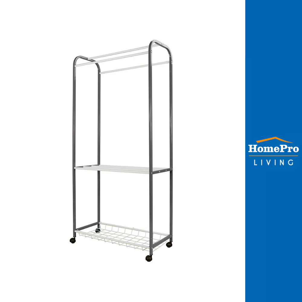 PLIM ราวตากผ้าเหล็กมีล้อ 5 เส้น 1.2 ม. สีขาว จัดส่งโดย HomePro