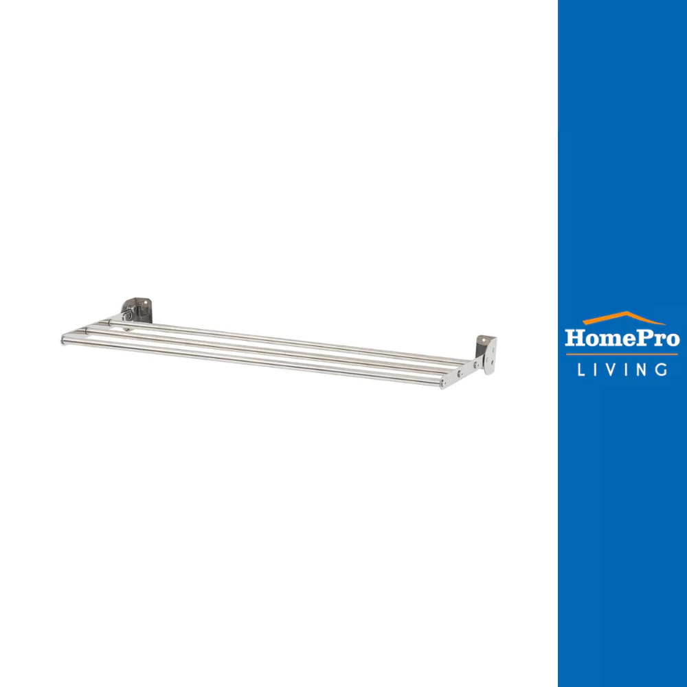 PLIM ราวติดผนังสเตนเลสพับได้ 3 เส้น 80cm จัดส่งโดย HomePro