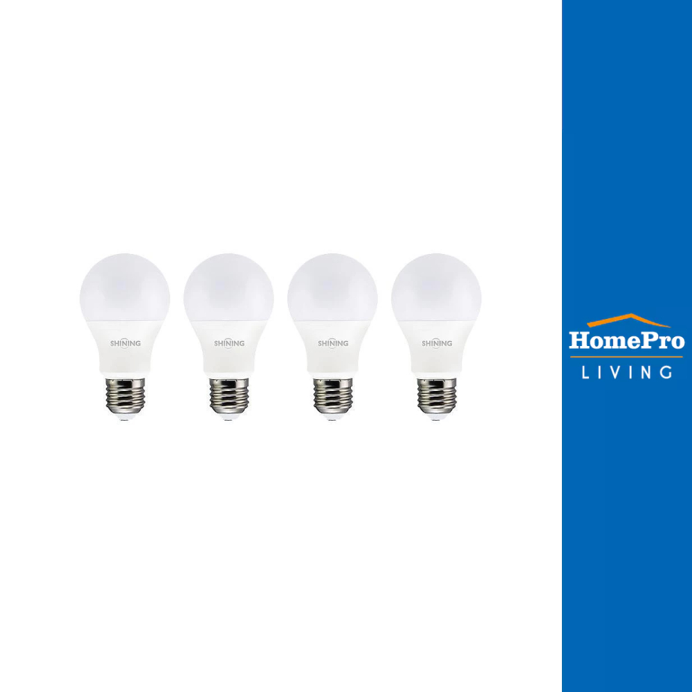 SHINING หลอด LED A60 9 วัตต์ DAYLIGHT E27 แพ็ก 4 ชิ้น จัดส่งโดย HomePro