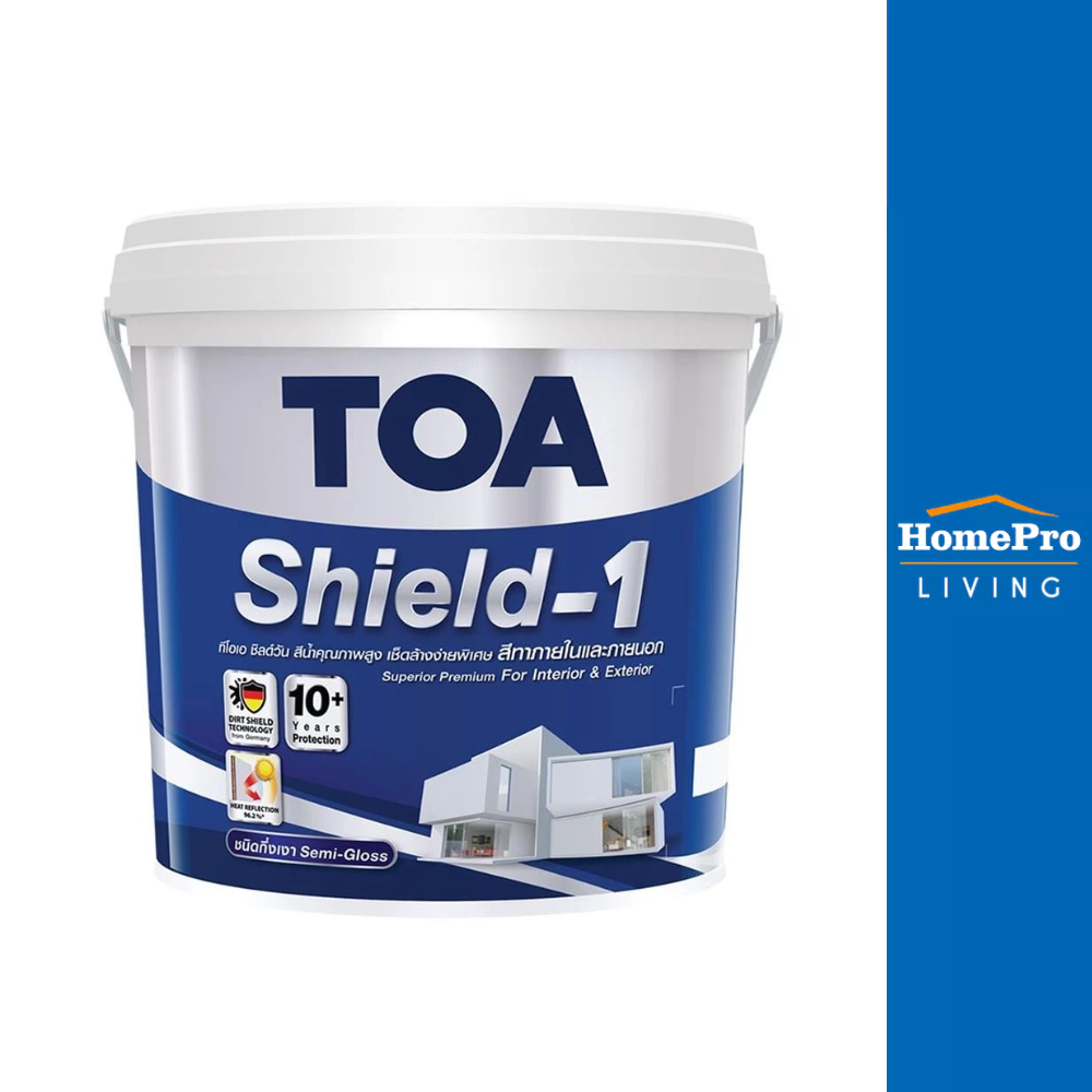 TOA สีน้ำทาภายนอก ชนิดกึ่งเงา SHIELD-1 BASE B สีขาว 2.5 แกลลอน จัดส่งโดย HomePro