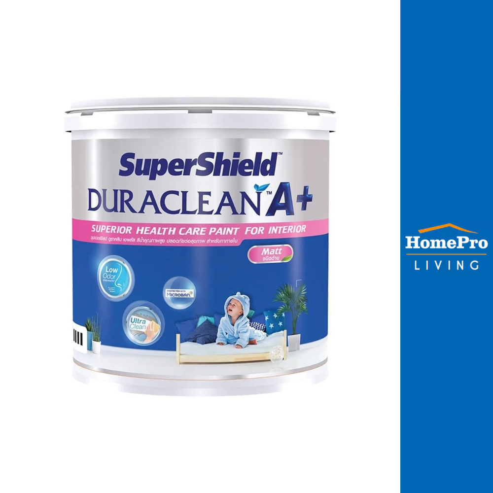 TOA สีน้ำทาภายใน SUPERSHIELD DURACLEAN A+ BASE A ด้าน 2.5 แกลลอน จัดส่งโดย HomePro