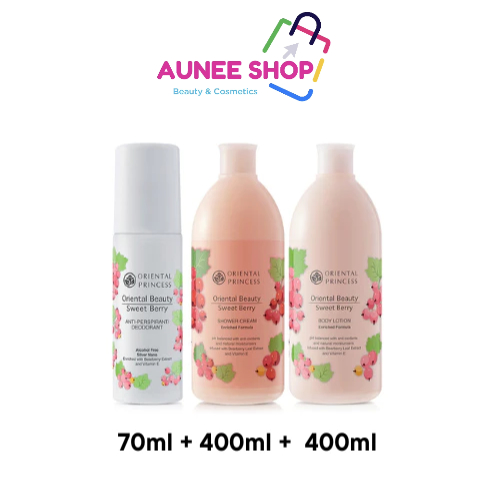 ส่งฟรี !! Oriental Princess Beauty Sweet Berry Set 3 Items [Shower Cream 400ml + Body Lotion 400ml + Deodorant 70ml] เซท