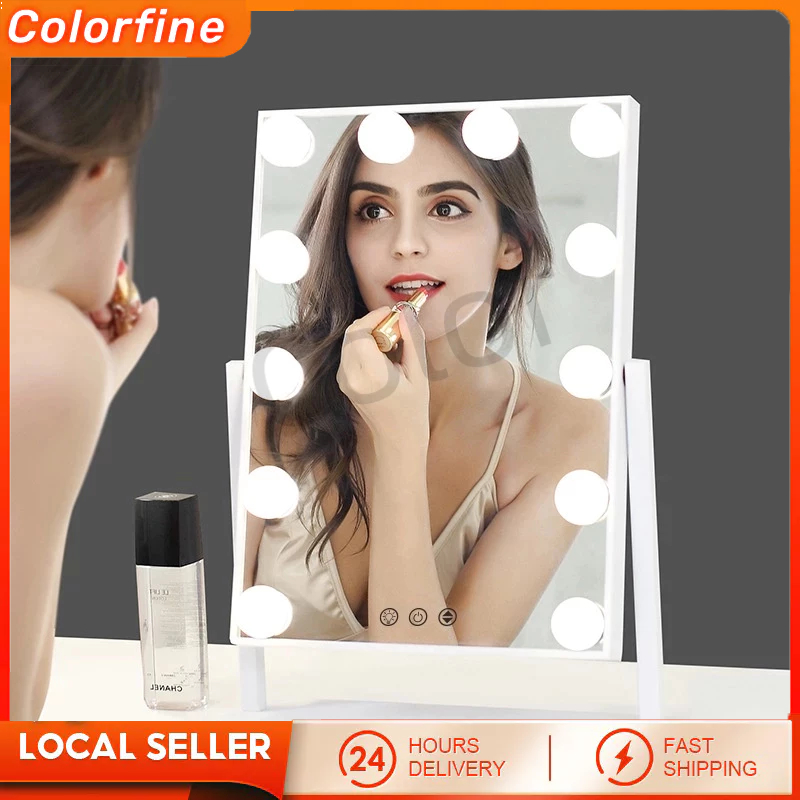 กระจก แต่งหน้า Hollywood makeup mirror มีไฟ LED ปลั๊ก USB ปุ่มหน้าจอสัมผัส 3 ไฟ