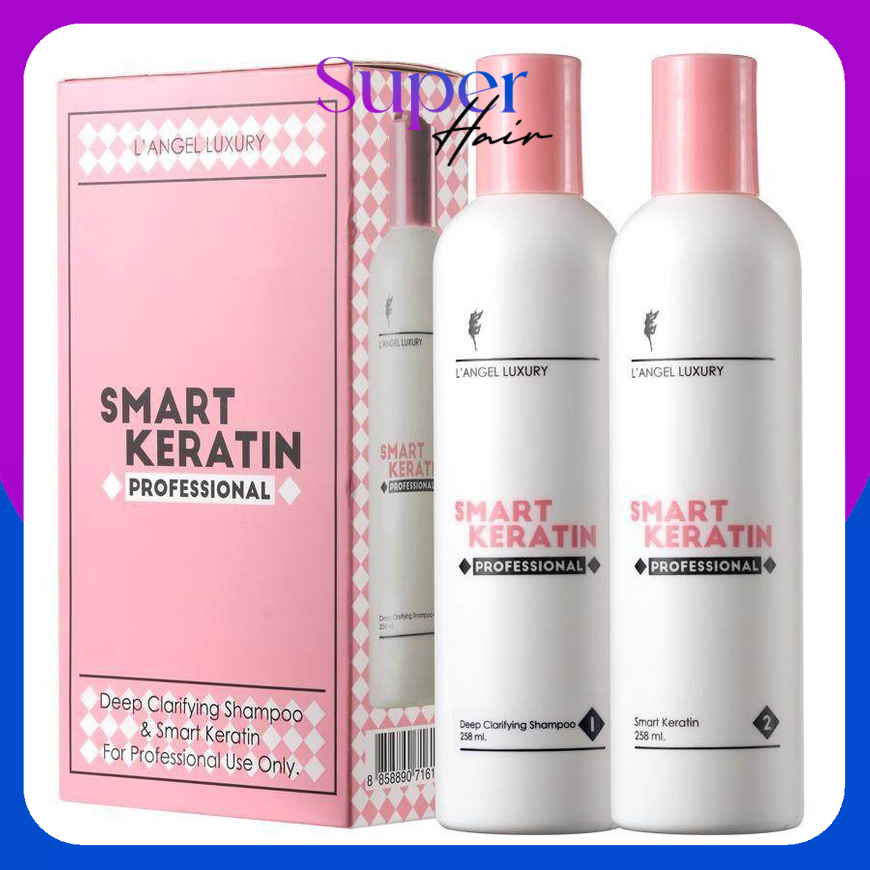 L'ANGEL LUXURY SMART KERATINแอลแองเจล *ลัคซ์ชูรีย์* สมาร์ท แชมพูและทรีทเม้นท์ เคราติน (กล่องชมพู) ผมเรียบตรง มีน้ำหนัก