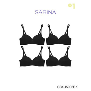 Sabina เสื้อชั้นใน (Set 4 ชิ้น)  Invisible Wire (ไม่มีโครง) รุ่น Pretty Perfect รหัส SBXU5006BK สีดำ