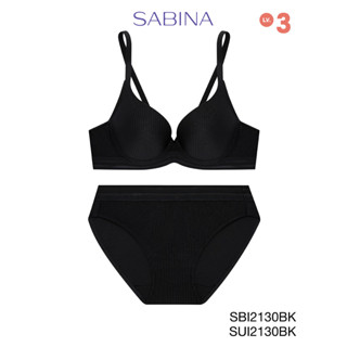 Sabina เซตชุดชั้นใน (มีโครง) รุ่น Modern V รหัส SBI2130BK+SUI2130BK สีดำ