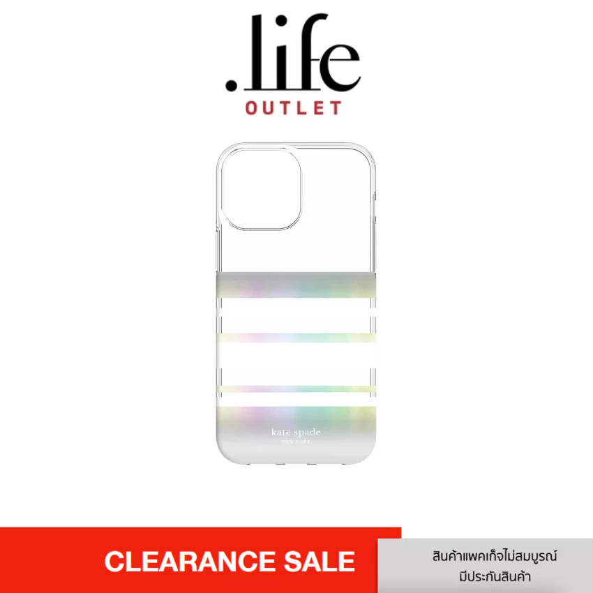 KATE SPADE Protective Hardshell Case for Phone 13  / Phone 13 Pro - Park Stripe/Iridescent By Dotlife Copperwired