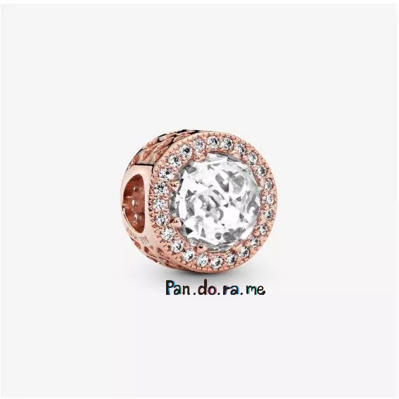 [พร้อมส่ง สินค้าแท้ ] ** Radiant ** Pandora 14k Rose Gold-Plated Charm - Clear Cubic