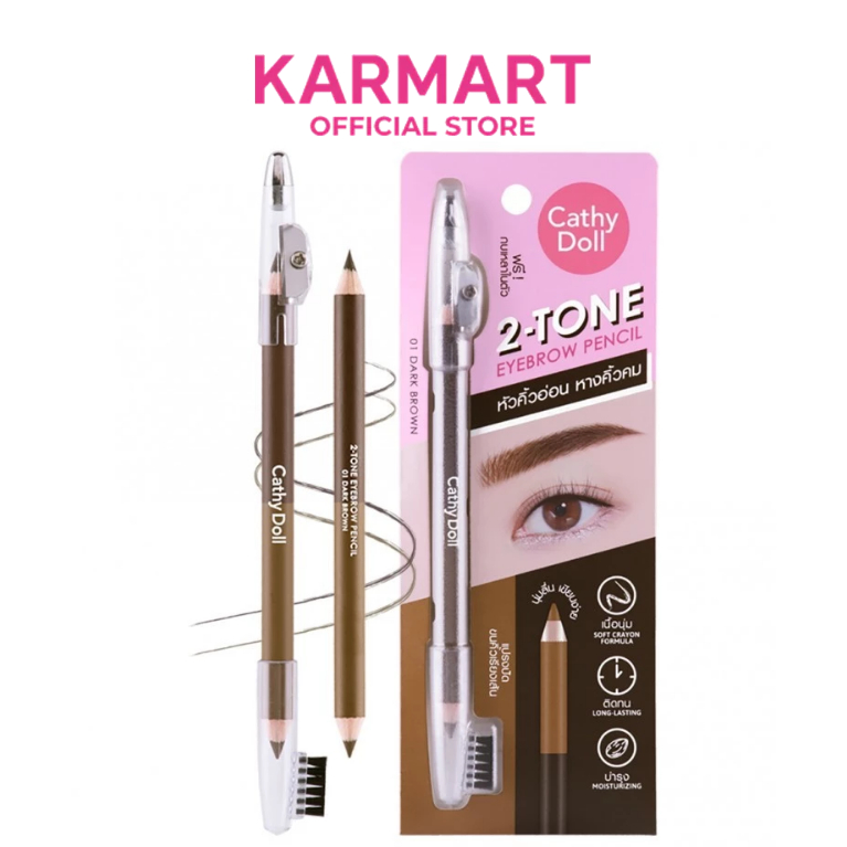 CathyDoll ทู-โทนอายบราวเพนซิล 1g+1g ดินสอเขียนคิ้ว 2 เฉดสี เขียนละมุนดูมีมิติ พร้อมหัวกบเหลาและหัวแปรงปัดในแท่งเดียว