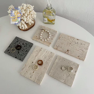 <ใหม่! แท่นปูนหิน> แท่นหินทราเวอร์ทีน Travertine หินอ่อน แท่นหินมีโพรง พร็อบถ่ายรูป, ของแต่งบ้าน