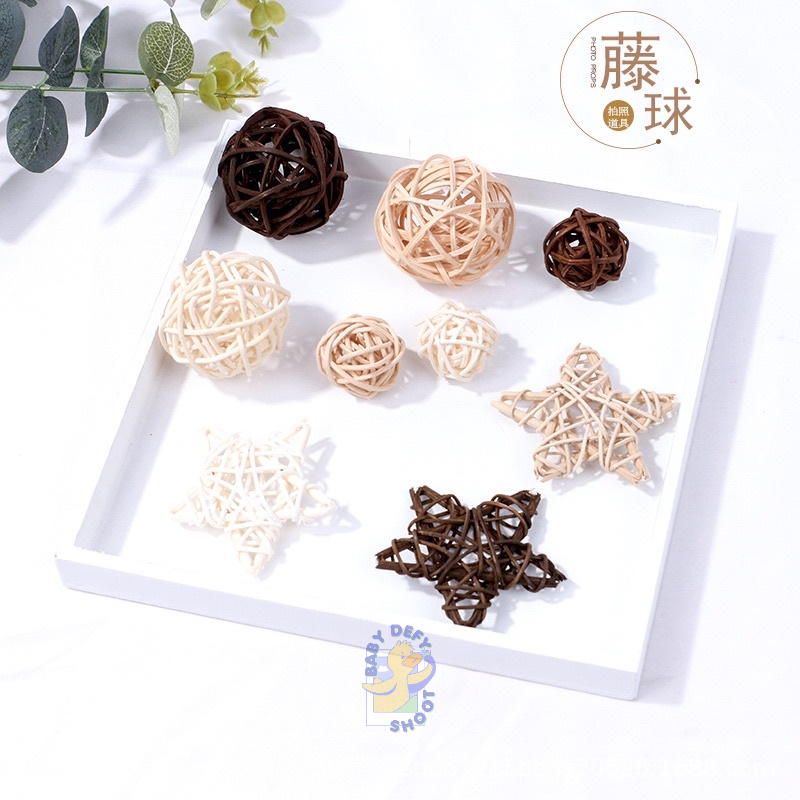<พร้อมส่ง> พร็อบถ่ายรูป บอลหวาย Rattan Balls ทรงกลม, ดาว ของตกแต่ง จัดมุมบ้าน