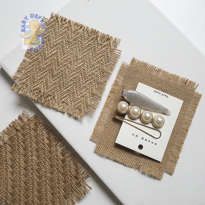 <8 Pattern>ผ้าป่าน 10*10ซม. พร็อบถ่ายรูป ของตกแต่งฉาก แนววินเทจ สายธรรมชาติ พร็อบผ้ากระสอบ พร็อบผ้า ผ้าฝ้าย