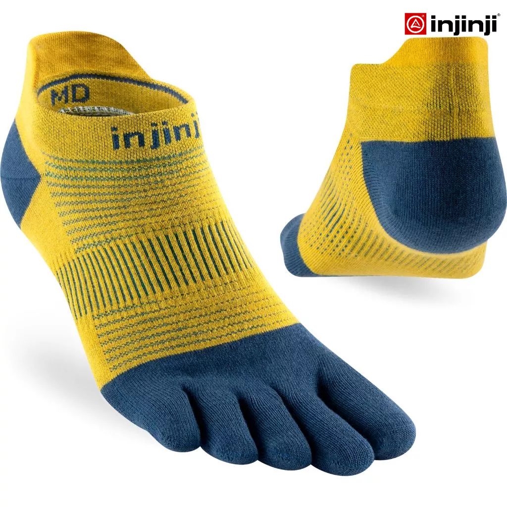 INJINJI ถุงเท้าวิ่งแยกนิ้ว RUN LIGHTWEIGHT NO-SHOW COOLMAX ROYAL YELLOW สีเหลือง ข้อสั้น