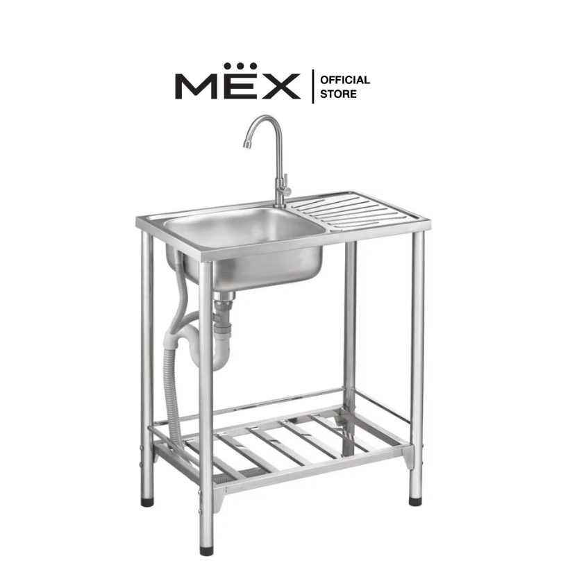 MESTER รุ่น PST75 อ่างล้างจานพร้อมขาตั้ง 1 หลุม 1 ที่พัก ขนาด 120 x 50 ซม. สเตนเลส สตีล AISI 201