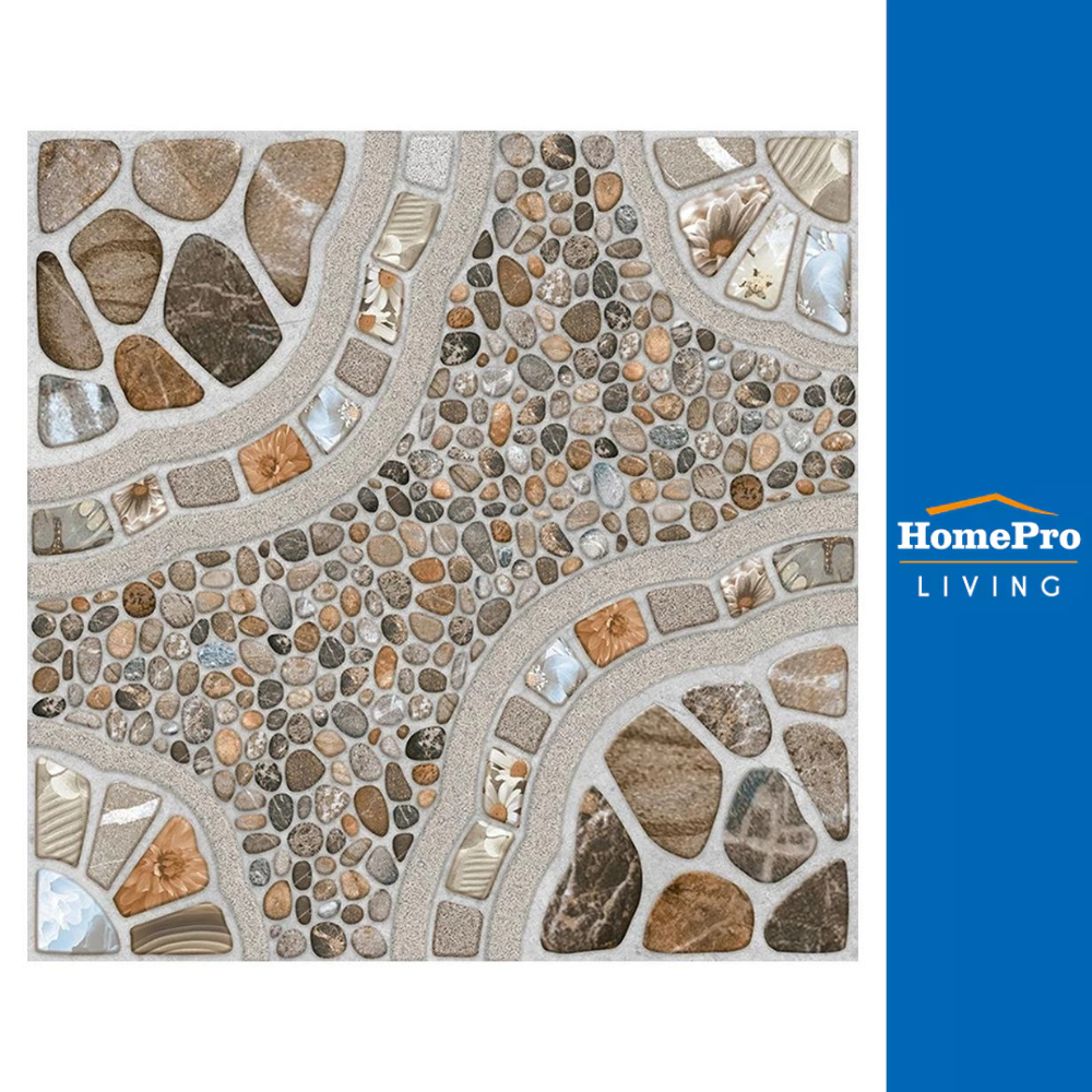 HomePro กระเบื้องพื้น 16x16 นิ้ว กรวดแก้ว น้ำตาล A 0.96M2 แบรนด์ ภูผา