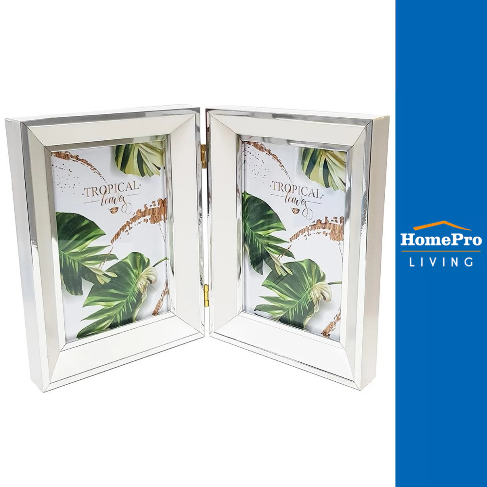 HomePro กรอบรูปคู่ TROPICAL LEAVES 4x6 นิ้ว สีขาว แบรนด์ HLS
