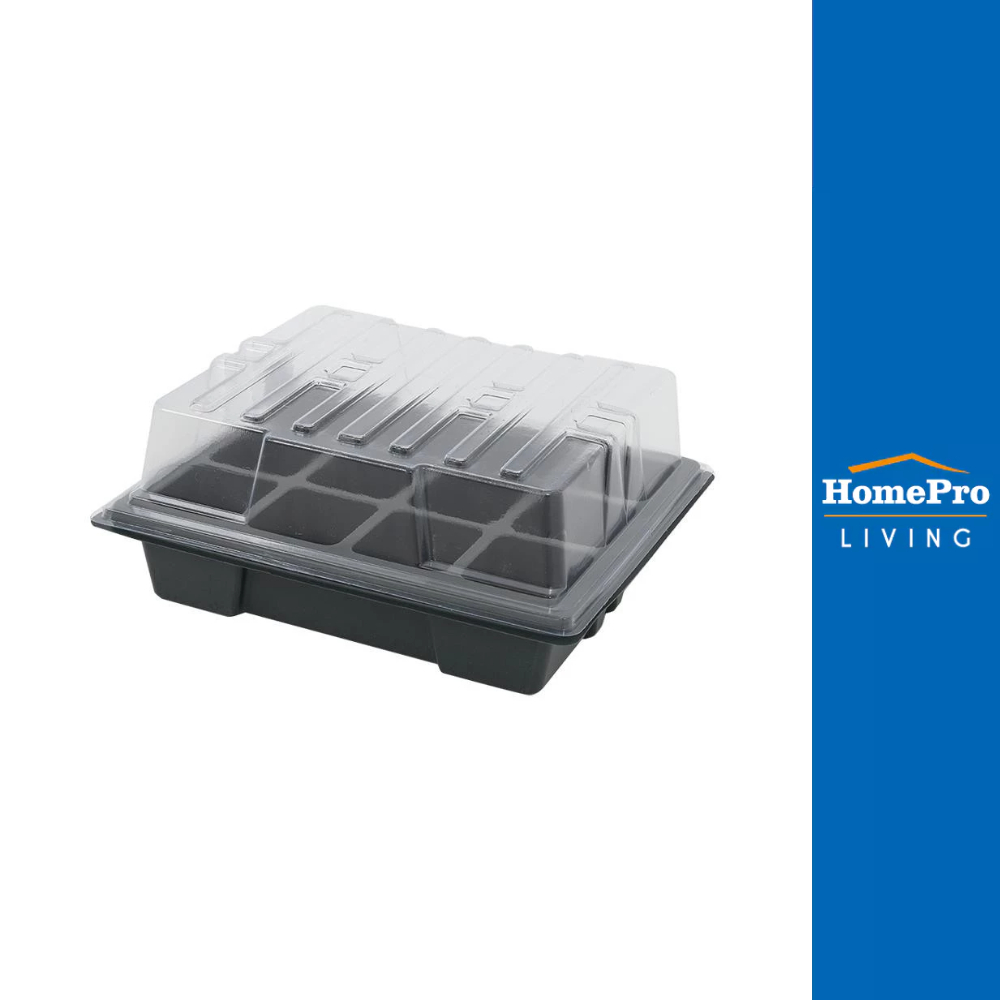 SPRING ถาดเพาะชำพร้อมฝาปิด 20x24 ซม. 12 หลุม สีดำ จัดส่งโดย HomePro
