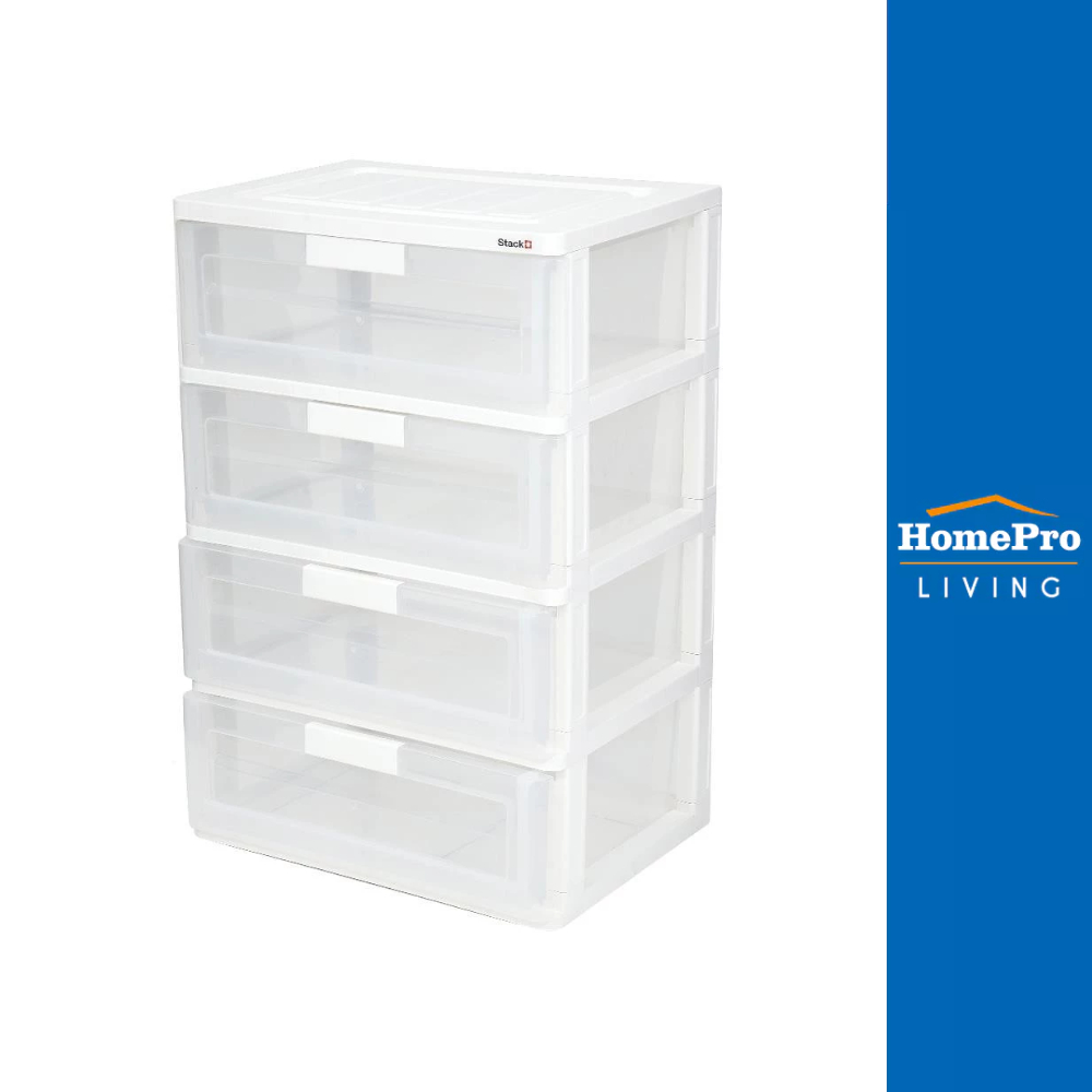 STACKO ตู้ลิ้นชัก 4 ชั้น MAX(L) 58.5x41x88 ซม. สีใส จัดส่งโดย HomePro