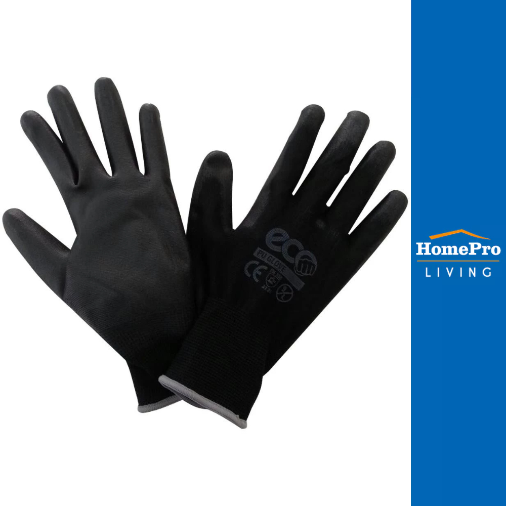 MICROTEX ถุงมือเคลือบ PU ECO-PU สีดำ จัดส่งโดย HomePro