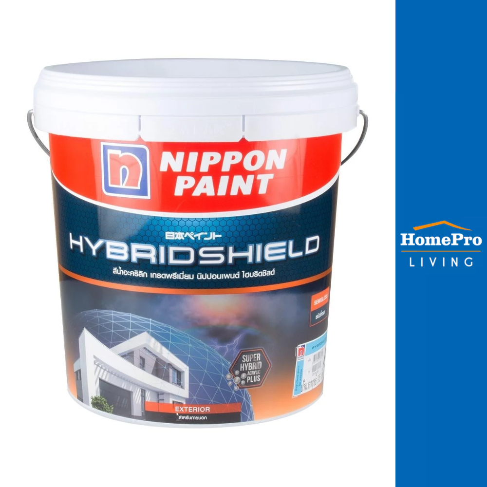 NIPPON PAINT สีน้ำทาภายนอก ชนิดกึ่งเงา HYBRIDSHIELD BASE A สีขาว 2.5 แกลลอน จัดส่งโดย HomePro