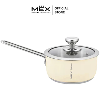 MEX รุ่น CSS167CR ชุดหม้อสเตนเลสพร้อมฝาแก้ว ขนาด 16 ซม. สีครีม (ใช้ได้กับเตาทุกประเภท)