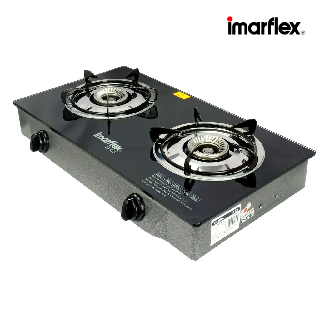 IMARFLEX_2 เตาแก๊ส หัวคู่ หน้ากระจก หัวแสตนเลส IG-426 ราคา ถูกที่สุด ดีลบีเคเค แกลเลอรีภาพที่ 4