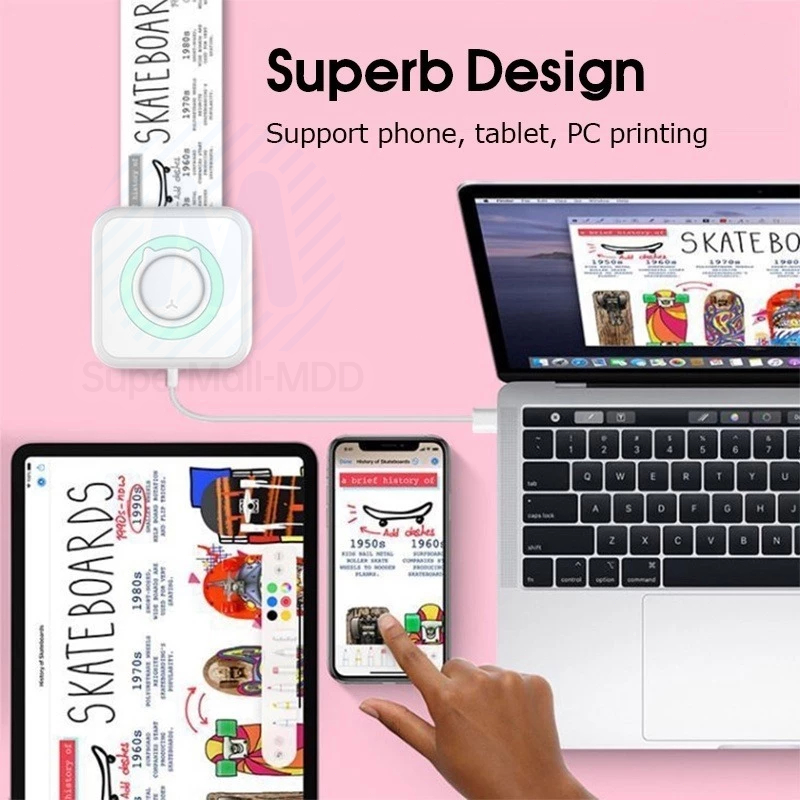 พร้อมส่ง เครื่องปริ้นพกพา พิมพ์สติ๊กเกอร์ ปริ้นใบปะหน้าพัสดุ (เมนูไทย อังกฤษ) สั่งซื้อเลย แถมฟรี สติ๊กเกอร์ 6 ม้วน