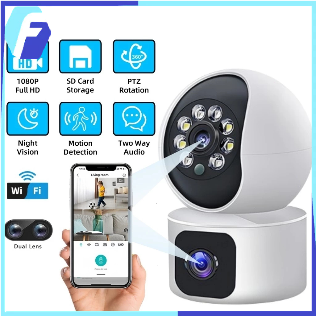 【COD】เลนส์คู่ กล้องวงจรปิด wifi Dual lens IP Security Camera วิสัยทัศน์กลางคืนอัจฉริยะ ภาพชัดระดับ4K มีภาษาไทย