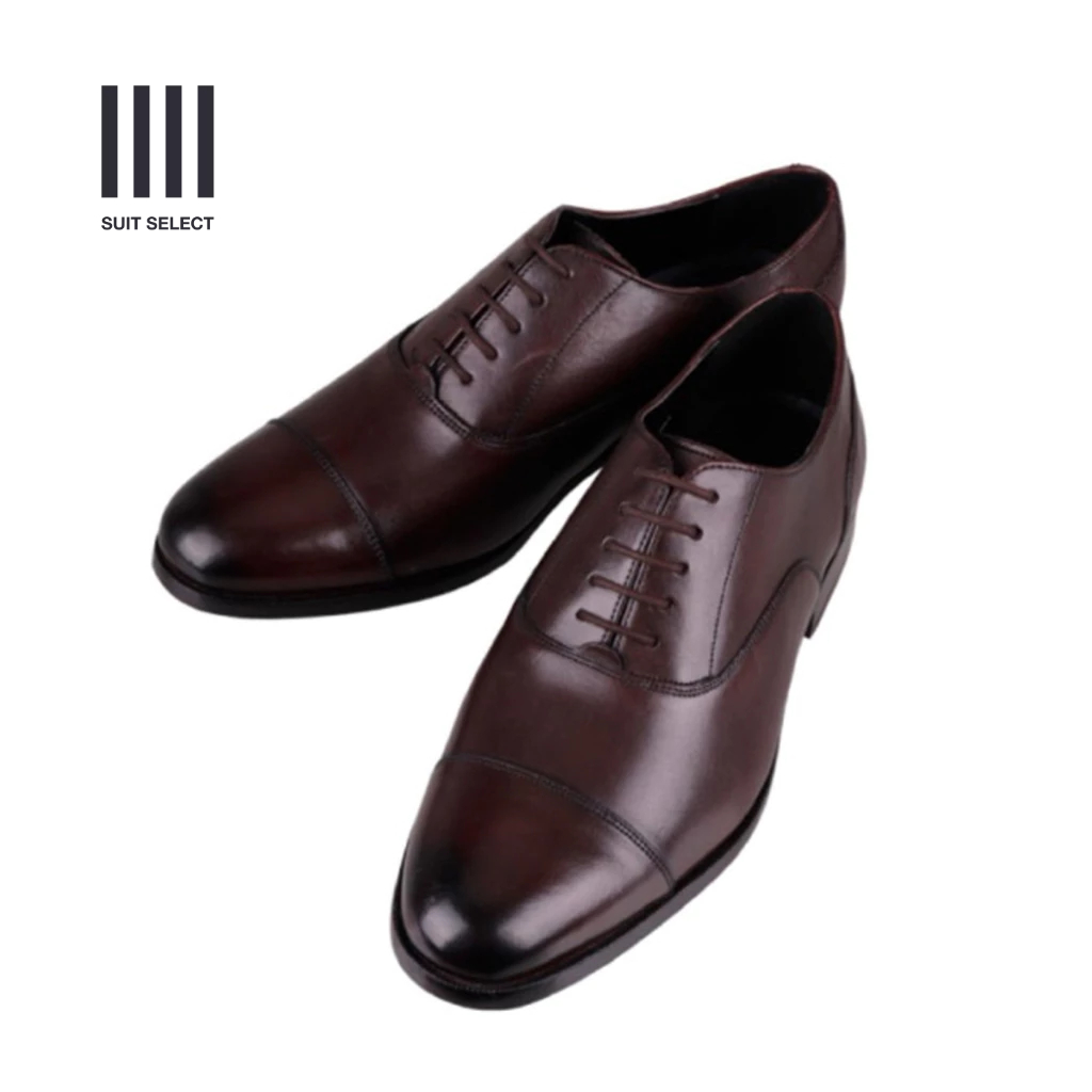 SUIT SELECT Straight Tip Dress Shoes (Dark Brown) รองเท้าหนังน้ำตาล