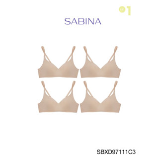 Sabina เสื้อชั้นใน (Set 4 ชิ้น) Wireless (ไม่มีโครง) รุ่น Perfect Bra รหัส SBXD97111C3 สีเนื้อเข้ม