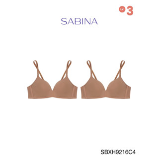 Sabina เสื้อชั้นใน (Set 2 ชิ้น) Invisible Wire (ไม่มีโครง) รุ่น Soft Doomm รหัส SBXH9216C4 สีเนื้อแทน