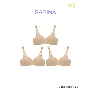 Sabina เสื้อชั้นใน (Set 3 ชิ้น) Invisible Wire (ไม่มีโครง) รุ่น Pretty Perfect รหัส SBXU5006C3 สีเนื้อเข้ม