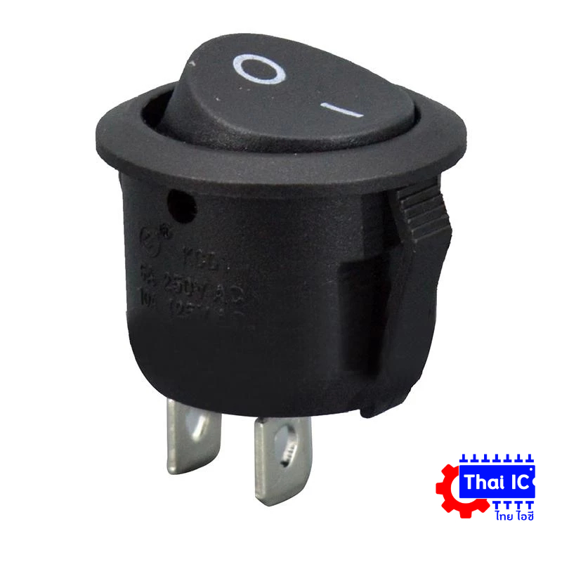 สวิตซ์ เปิด ปิด กลม ROUND ROCKER SWITCH KCD1-105 (20mm) (ON-OFF) สีดำ (1ชิ้น)