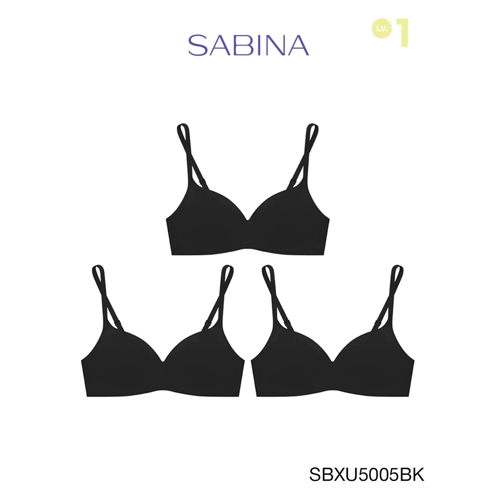 Sabina เสื้อชั้นใน (Set 3 ชิ้น)(ไม่มีโครง) รุ่น Pretty Perfect รหัส SBXU5005BK สีดำ