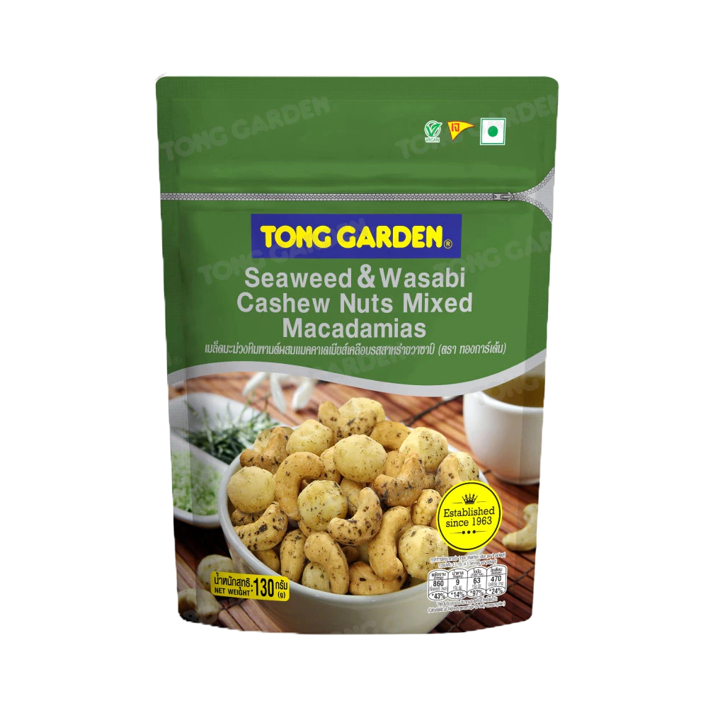 Tonggarden มะม่วงหิมพานต์ผสมแมคคาเดเมียส์สาหร่ายวาซาบิ 130 กรัม (ซิป)