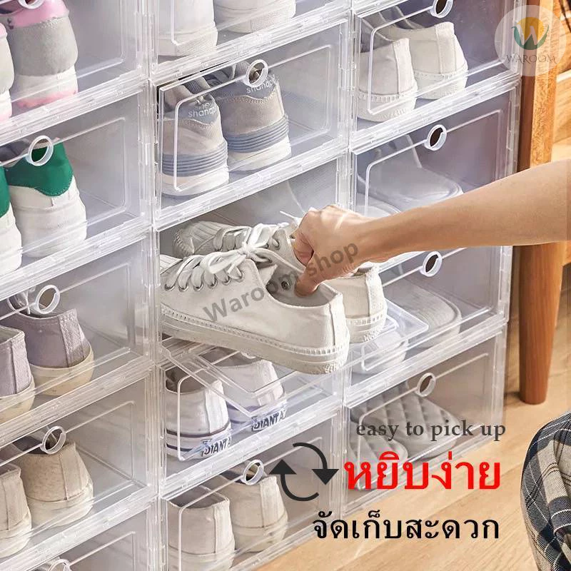 กล่องใส ใส่รองเท้า หรือของใช้ได้หลากหลาย เปิดฝาด้านหน้า มี 2 ขนาดให้เลือก พร้อมส่งในไทย thumbnail 9