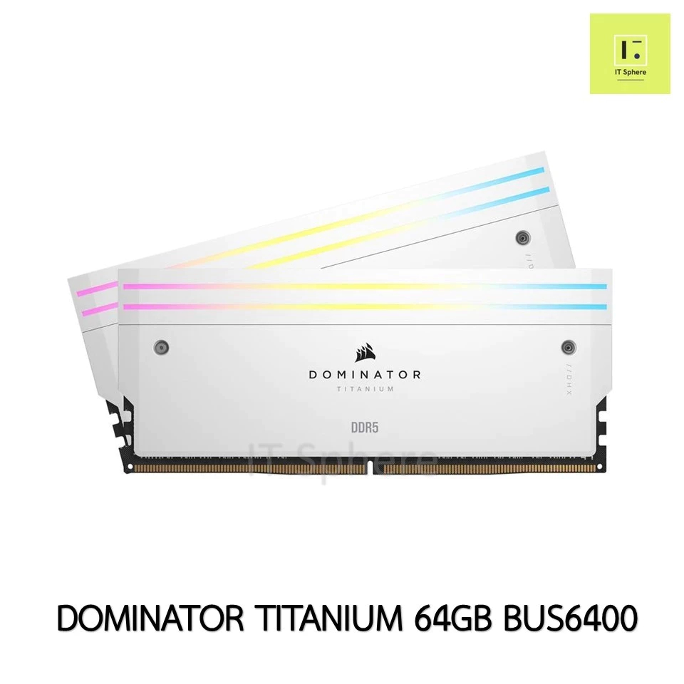 64GB Bus 6400 Ram Corsair Dominator Titanium DDR5 สีขาว แรม WHITE RGB  32x2GB DDR5 6400MHz C32 CMP64GX5M2B6400C32W
