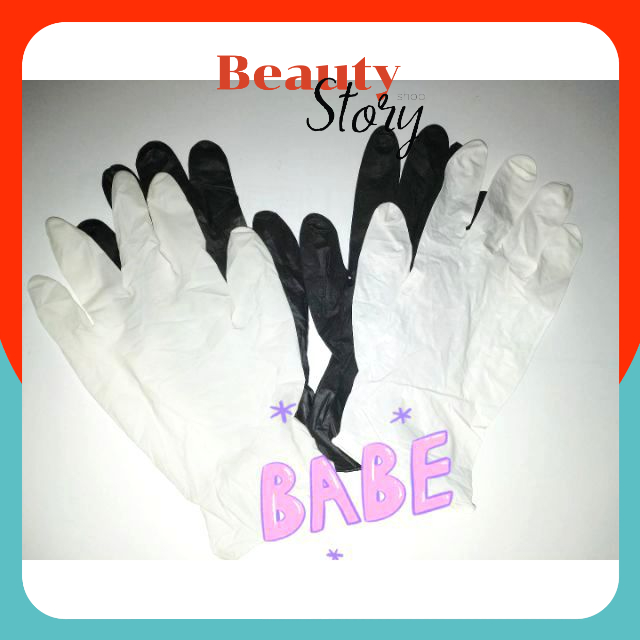🙈ถุงมือยาง กันเปื้อน 1 คู่ ▶ใช้ใส่ตอน ย้อมผม ผสมสี ทำเคมีผมต่างๆ มีให้เลือกทัั้ง➡สีขาว, สีดำ ➡size S