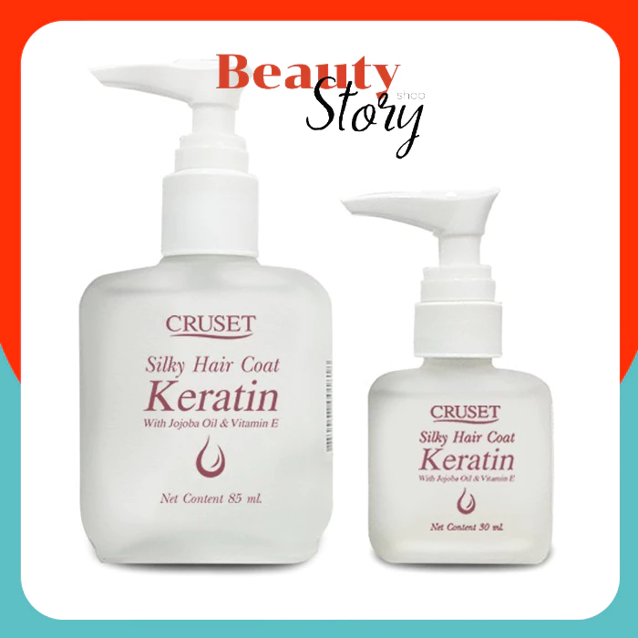 Cruset Silky🐮 Hair *Coat Keratin 85ml. (เซรั่ม ขวดเหลี่ยมน้ำใส) ครูเซ็ท ซิลกี้ แฮร์โคท เคอราติน เคลือบผม บำรุงผมแห้งเสีย