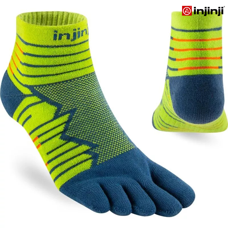 INJINJI ถุงเท้าวิ่งแยกนิ้ว ULTRA RUN MIDWEIGHT MINI CREW MOSS รุ่นวิ่งอัลตร้า ข้อสั้น สีเขียว