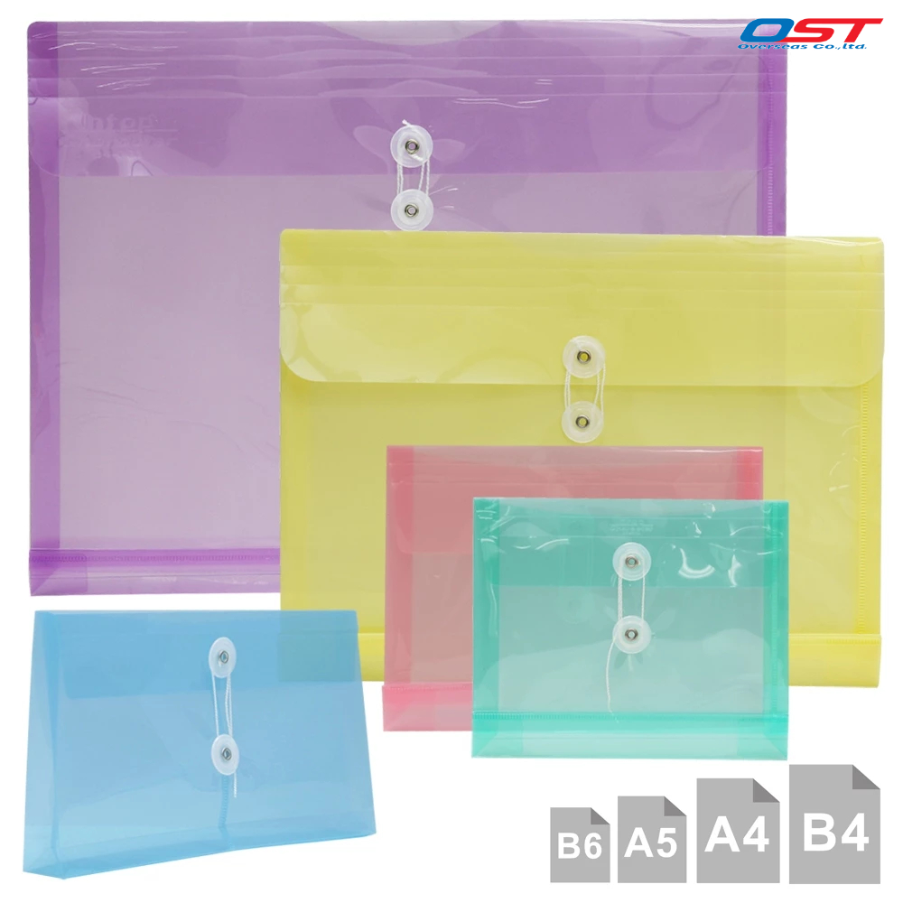 แฟ้มผูกเชือก ขยายข้าง แนวนอน มีหลากหลายสี หลากหลายขนาด A5 A4 B6 และB4 แฟ้มกระเป๋าซองตาไก่ ผลิตจากพลาสติกกันน้ำ