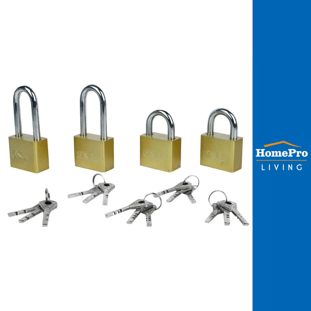 HomePro กุญแจมาสเตอร์คีย์  40 มม. สีทองเหลืองขัดเงา แพ็ก 4 ชิ้น แบรนด์ AZLE