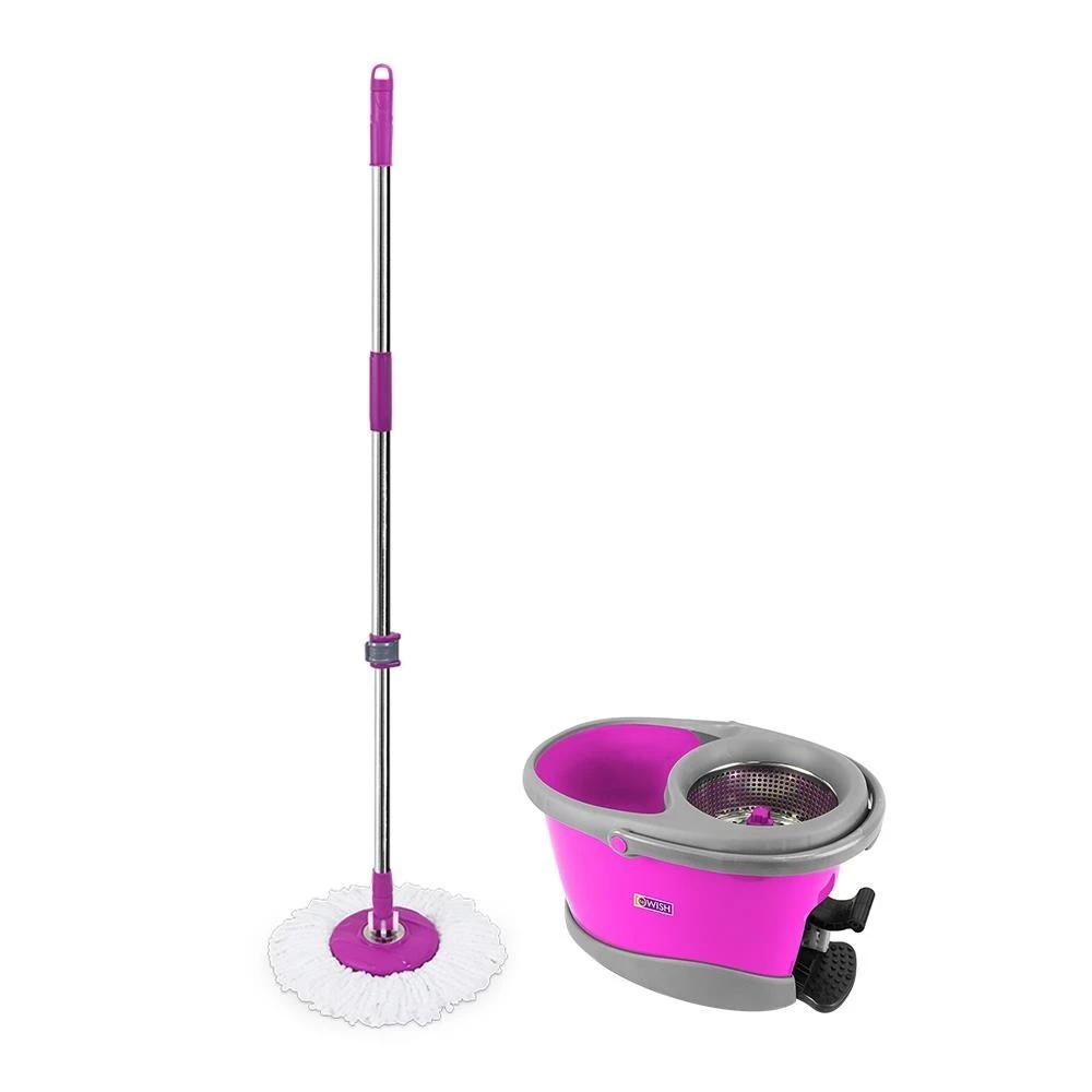 BE WISH ชุดอุปกรณ์ถังปั่นพร้อมไม้ม็อบ STAINLESS PLUS สีม่วง จัดส่งโดย HomePro