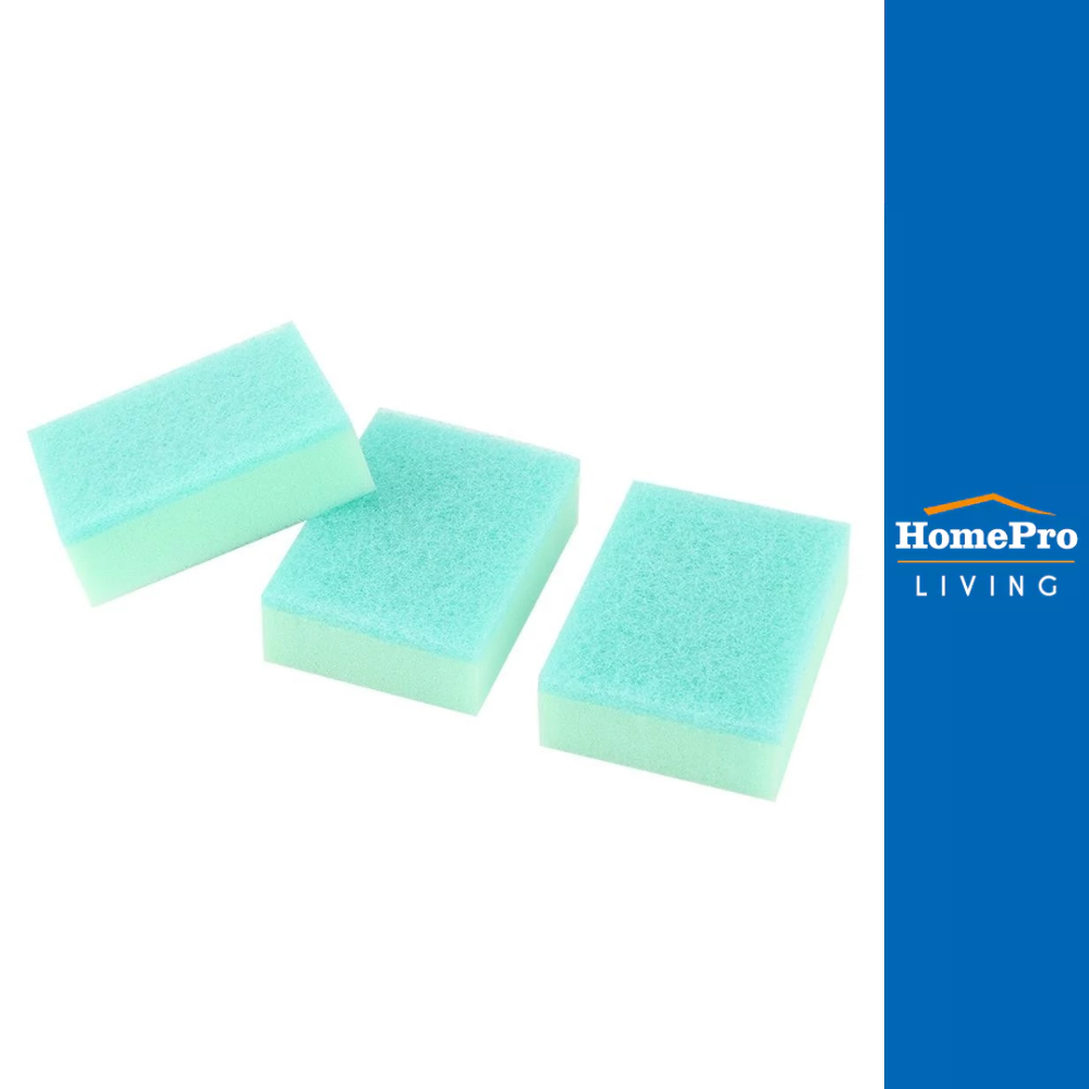 POLY-BRITE ฟองน้ำพร้อมใยขัด ULTRA ANTI-BACTERIA 3x4นิ้ว 2แถม1 จัดส่งโดย HomePro
