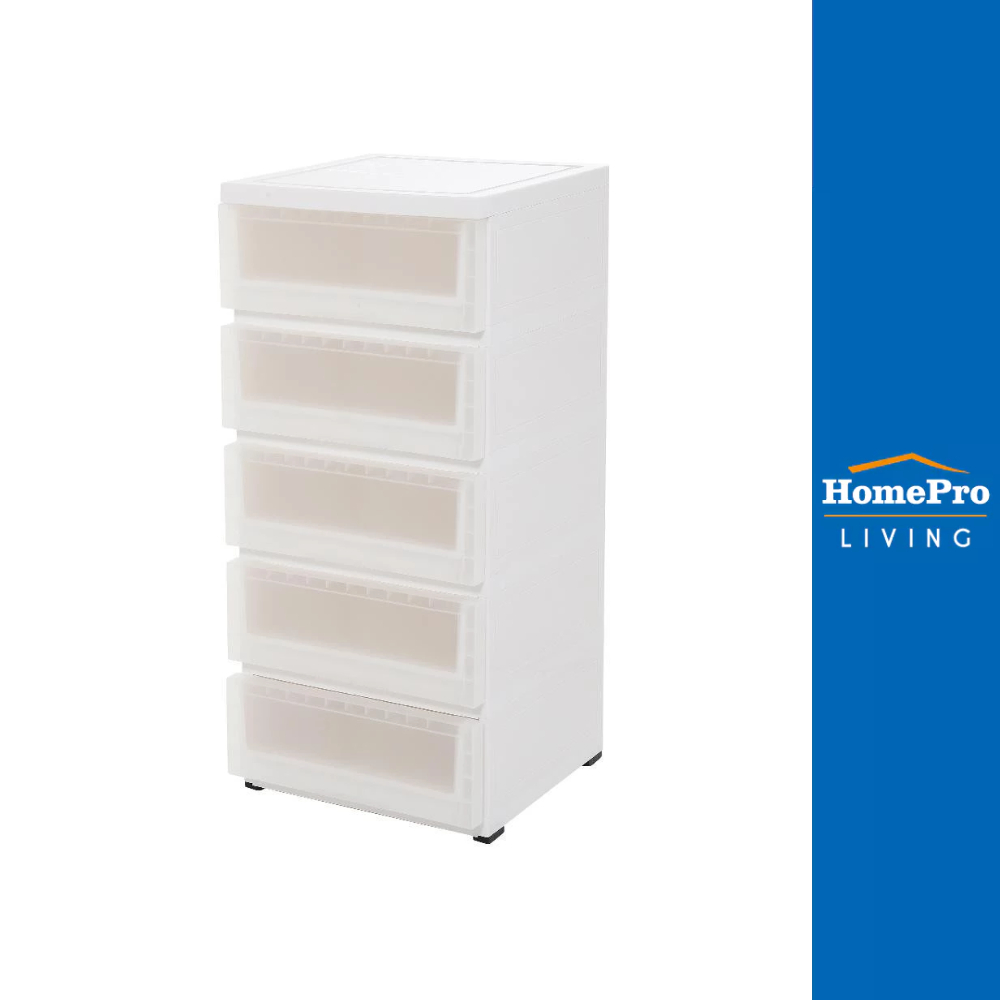 STACKO ตู้ลิ้นชัก 5 ชั้น มีล้อ MONO 43x43x94 ซม. สีขาว จัดส่งโดย HomePro