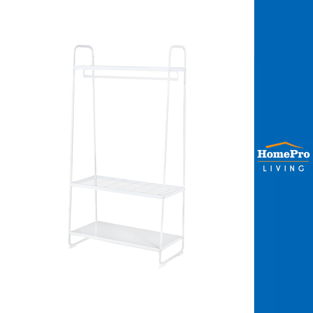 HomePro ราวแขวนผ้า+ชั้นวาง 3 ชั้น COCO 90 ซม. สีขาว แบรนด์ PLIM