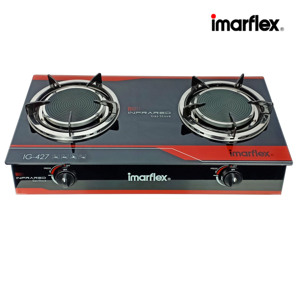 IMARFLEX_22 เตาแก๊ส หัวคู่ หน้ากระจก หัวอินฟาเรด IG-427